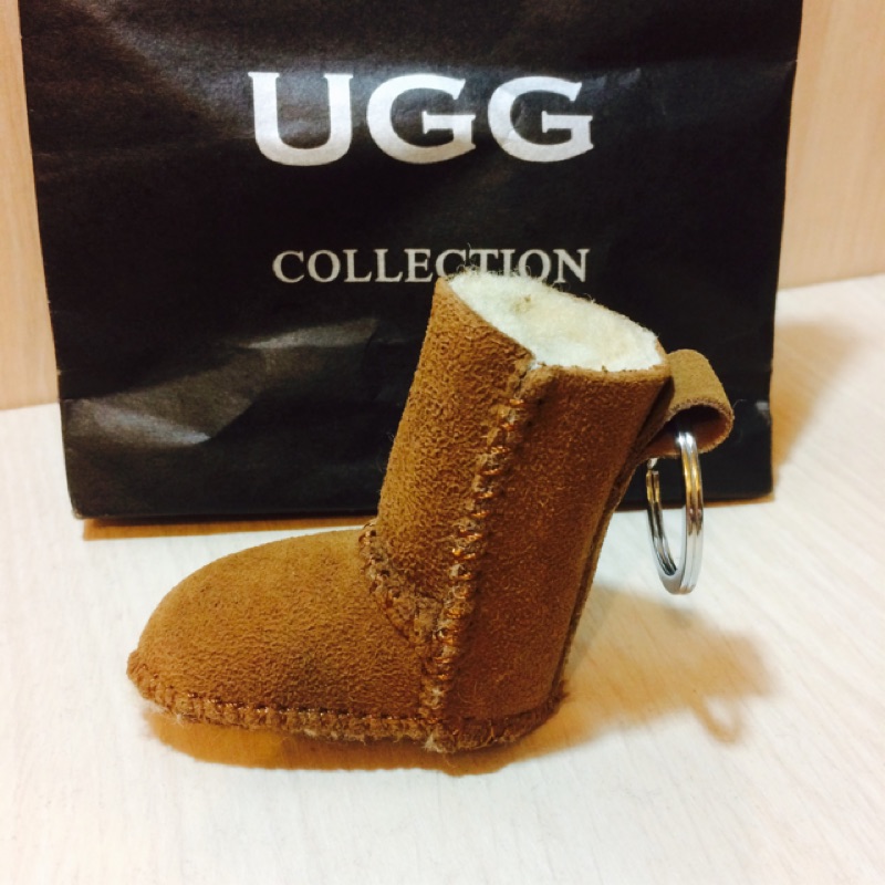 澳洲品牌 UGG 經典雪靴造型鑰匙圈 純羊毛內裡 可做吊飾使用