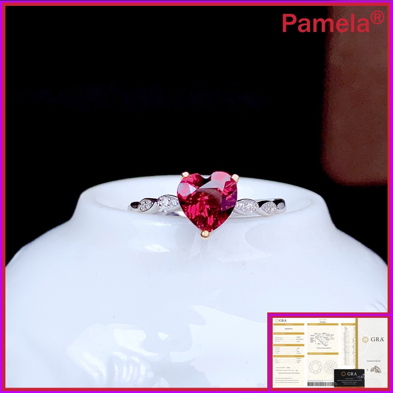 【帶GRA證書】新款簡約玫瑰紅心形簡約微鑲鑽石鴿子可調節彩色寶石戒指