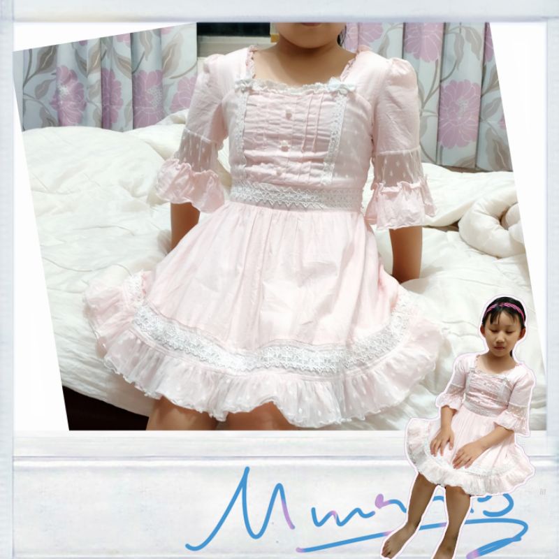 連衣裙 小洋裝 歐洲宮廷風束腰設計 女童 大童 花童小禮服 日系粉色公主風蘿莉風 女童夏裝