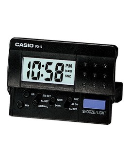 CASIO 卡西歐 方便攜帶的電子鬧鐘款，按鍵盤可收起節省空間，搭配LED照明與貪睡鬧鈴功能 (PQ-10D-1)