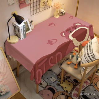2022新款網紅ins可愛卡通少女心迪士尼草莓熊桌布房間宿舍電腦桌防塵桌布 wBvT