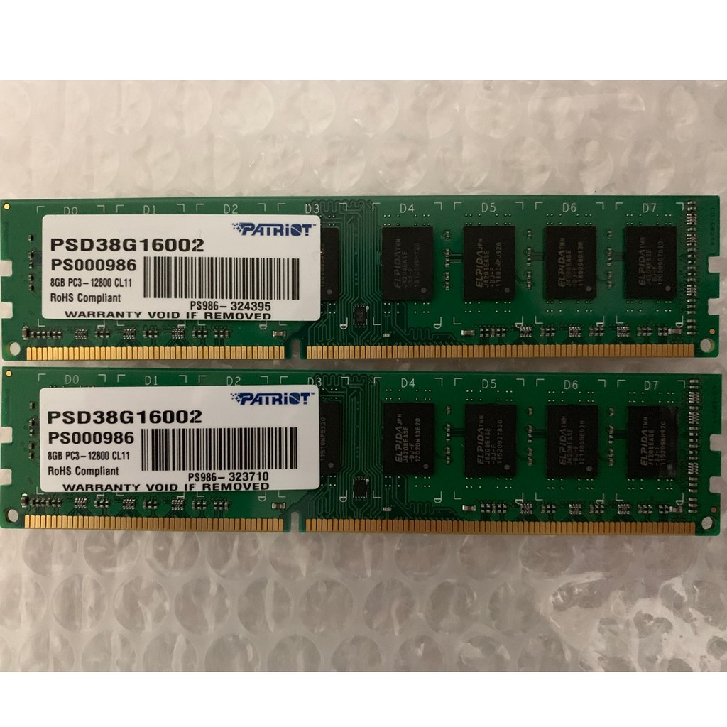 美商博帝 Patriot DDR3 1600 8GB*2 桌上記憶體 兩隻同顆粒