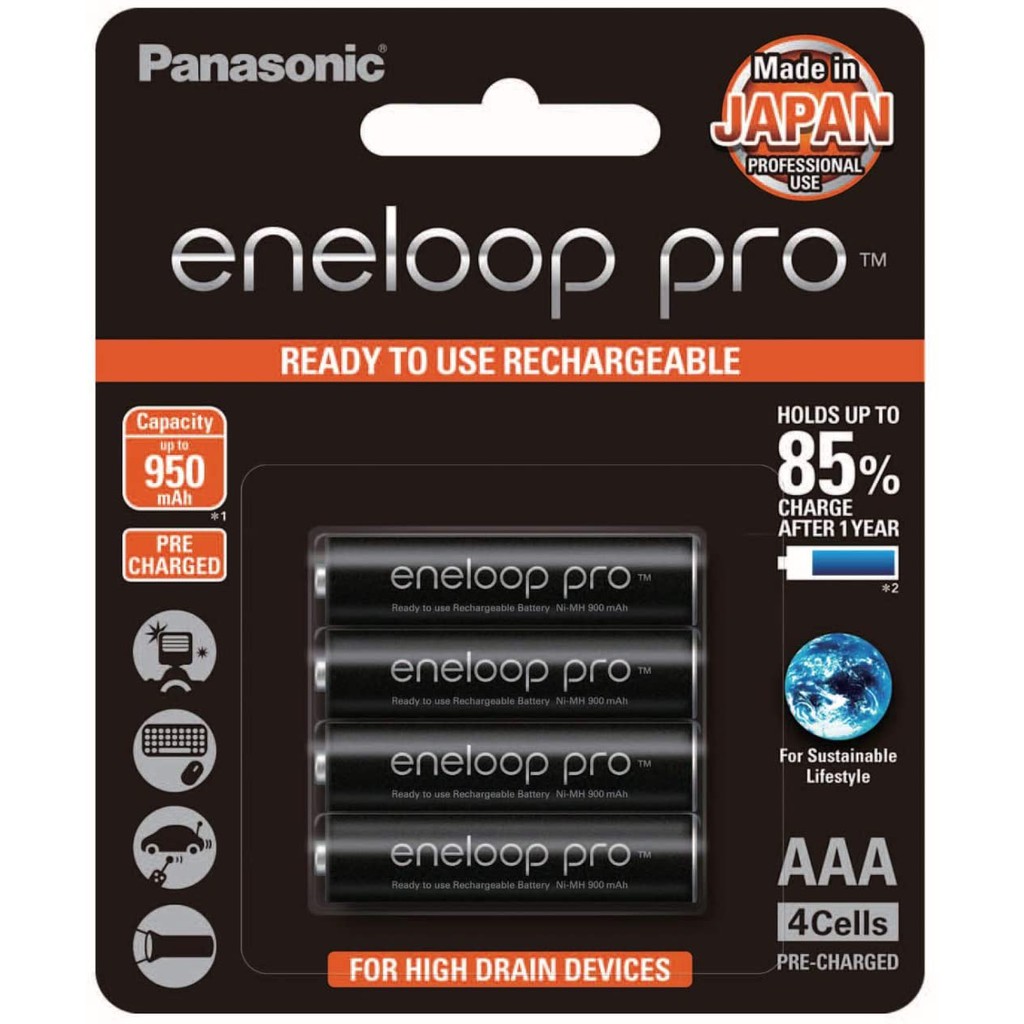 認明真品 (附發票)日本製  Panasonic  eneloop  pro 4號AAA 高容量低自放充電池4入贈電池盒