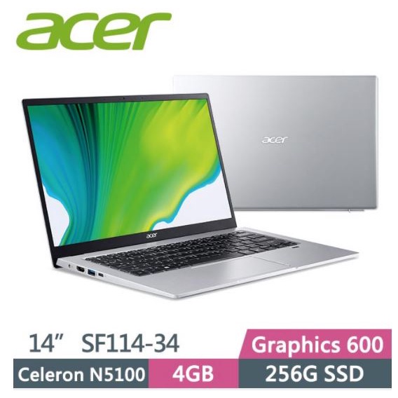 ACER Swift 1 SF114-34-C3XJ 銀 14吋 美型輕薄筆電