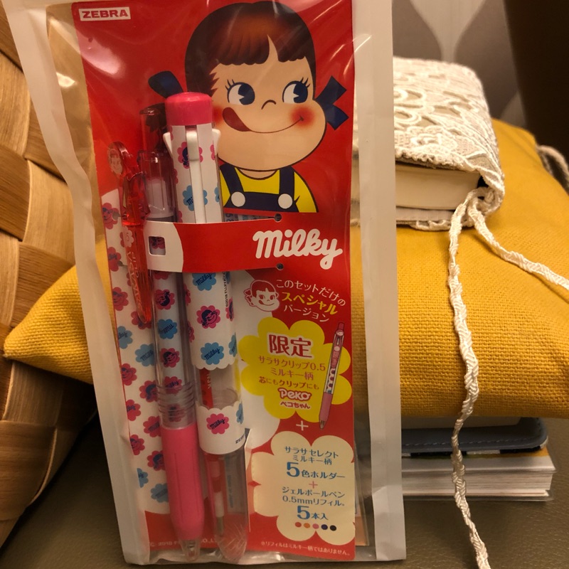 ［日本帶回］不二家牛奶妹限定🌸中性筆&amp;5色筆 禮物包