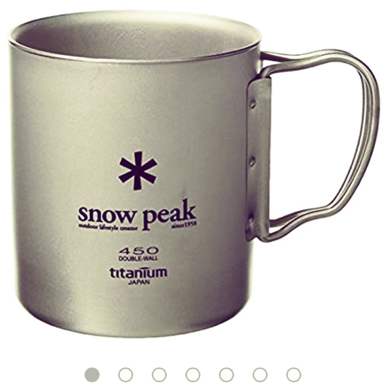 日本製snow peak雪峰雙層鈦杯450ml，可微保溫、微保冰攜帶方便把手可折疊好收納馬克杯