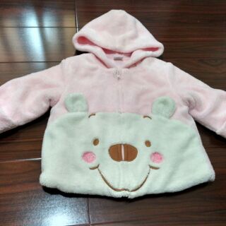 降！麗嬰房Les enfants x Disney小熊維尼粉紅色連帽厚外套(尺吋1號)