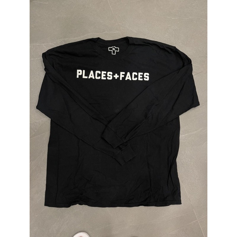 二手美品 PLACES+FACE 黑薄長T XL