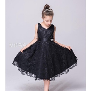 ♥萌妞朵朵♥黑色歐美氣質蕾絲花樣公主裙/花童/兒童畢業禮服/蓬蓬紗裙/實照/MT0042
