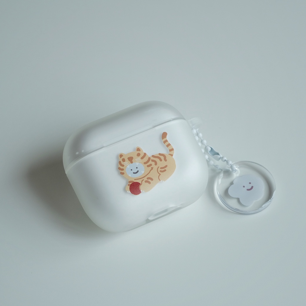 【方坊】AirPods 1/2/3/Pro 藍芽耳機保護殼 微笑虎喜寶 保護套 連體含吊飾 生日禮物