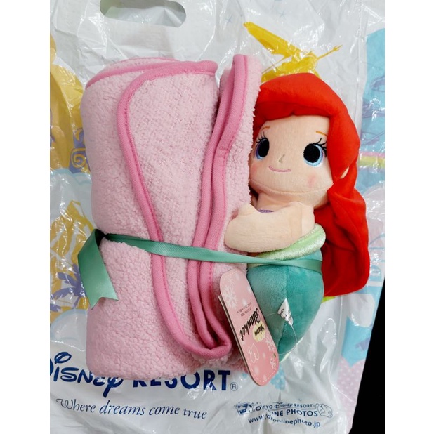 【全新】㊣日本迪士尼Disney 小美人魚公主愛麗兒娃娃攜帶毯冷氣毯
