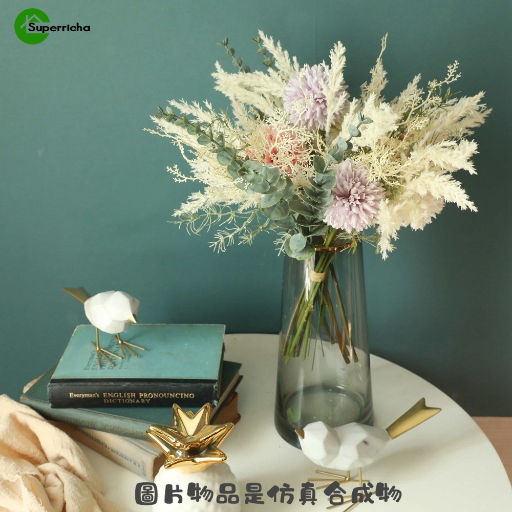 24小時發貨 北歐秋冬季文藝女青年暖粉色毛絨仿真向日葵人造花繡球柳絮菊花跳舞蘭手捧擺乾花束藝 蝦皮購物