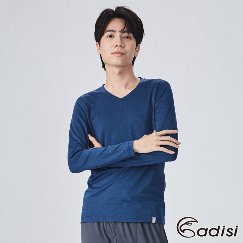 ADISI 男V領遠紅外線彈性保暖衣 AU1821094 (S-2XL)