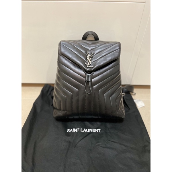 《二手真品》Saint Laurent Loulou Monogram 後背包 黑