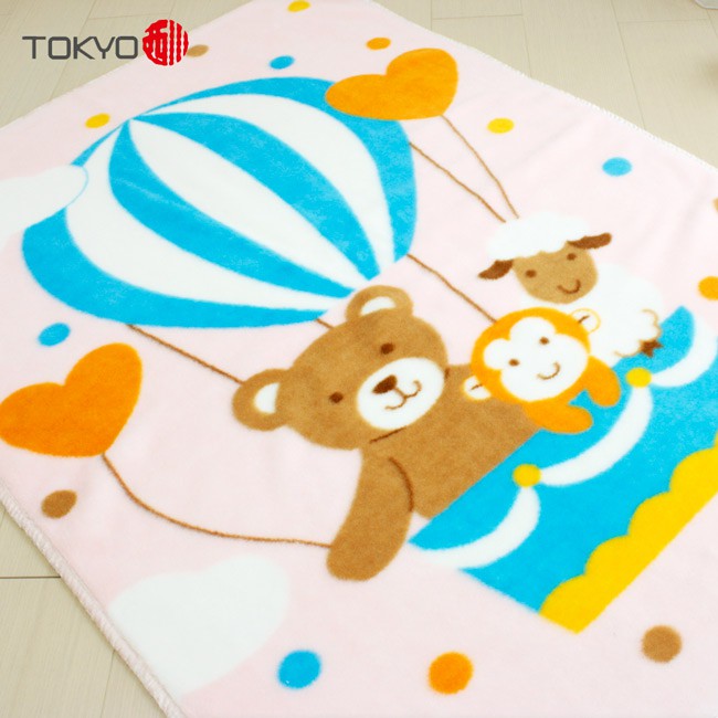 麗嬰房 日本東京西川毛毯 小熊熱氣球 粉色 嬰兒毛毯