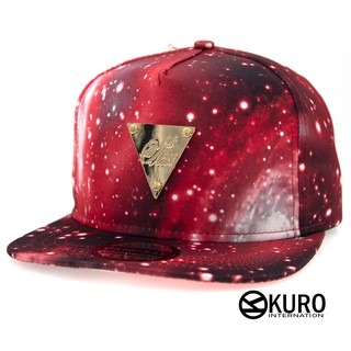 KURO-SHOP紅色星空印花金色三角牌潮流板帽棒球帽