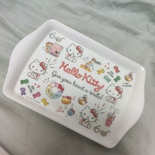 日貨 Hello Kitty 凱蒂貓 點心 託盤 小託盤 塑膠 美耐皿 託盤 小盤子 長方型置物盤 點心盤 水果盤