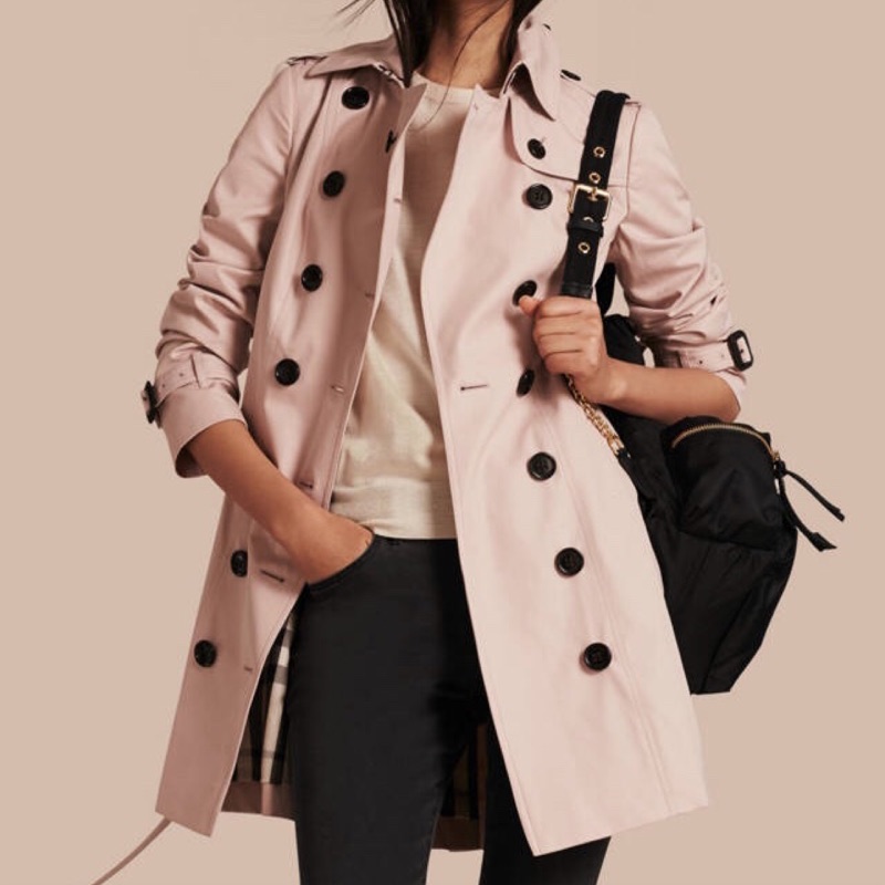 Burberry 經典風衣trench coat Cotton Gabardine ice pink 保證正品 全新