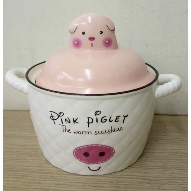 ［佳得利陶瓷］粉紅小豬附蓋造型碗 泡麵碗