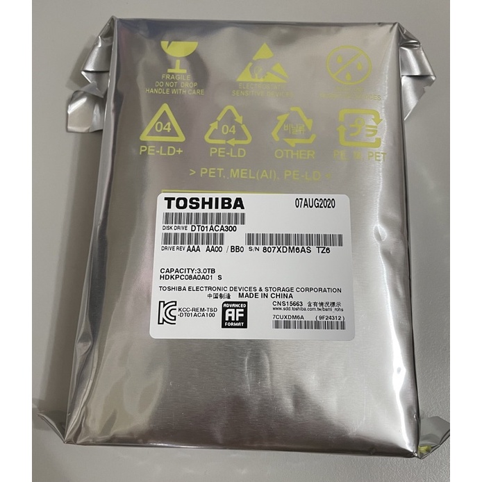 ［全新］TOSHIBA 3TB 3.5吋硬碟 型號:DT01ACA300