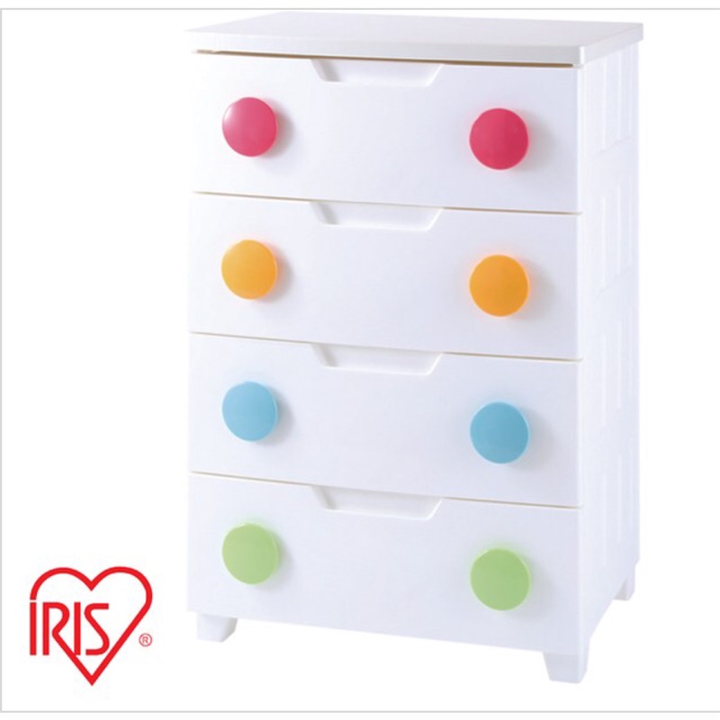 全新ng福利品庫存出清 日本iris米色天板鈕扣四層收納櫃w56 蝦皮購物
