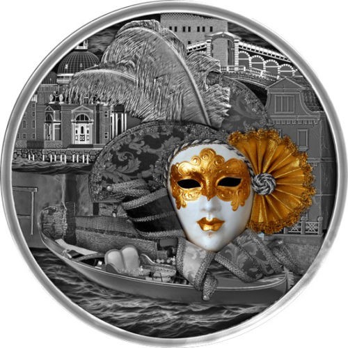 [白銀之手]&lt;現貨&gt;2019紐埃面具系列1-威尼斯面具仿古銀幣-10200