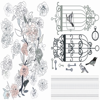 義大利進口HOME DECOR 牆壁貼飾 70cmX100cm(2圖) 鳥&花(C81007)