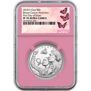 現貨 - 2018美國-癌症意識紀念-11.34克複合材質硬幣-NGC PF70鑑定幣