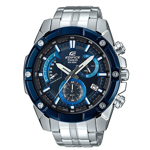 【CASIO】EDIFICE 優雅公子復古不鏽鋼錶-黑X藍(EFR-559DB-2A)正版宏崑公司貨