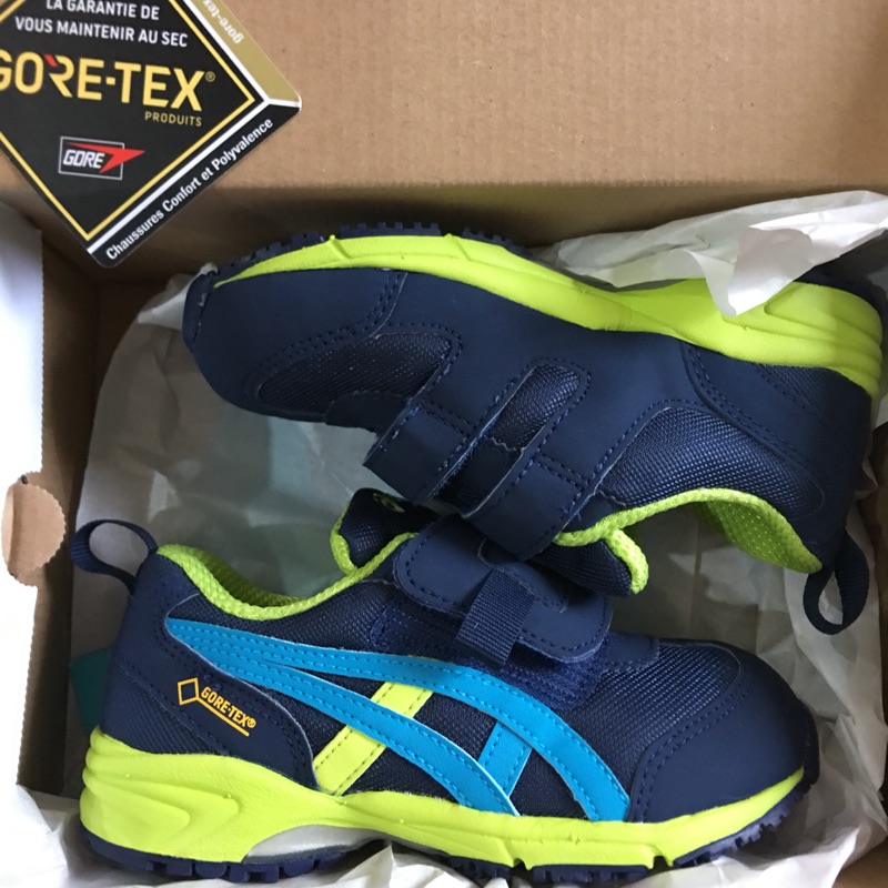 全新日本帶回正品 ASICS kids 童鞋 ac runnermini Gore-Tex 防水 藍 16.5
