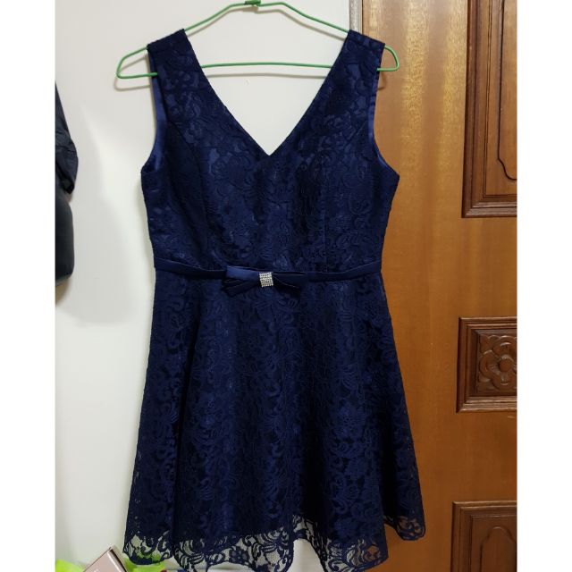 深藍色 蕾絲小禮服洋裝 喜宴洋裝 原價1800