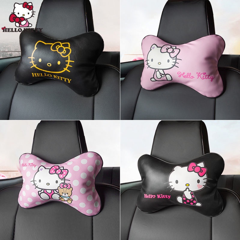 創意車用頭枕Hello Kitty汽車頭枕護頸枕卡通車用枕頭靠頸枕可愛車用座椅頭枕一對女