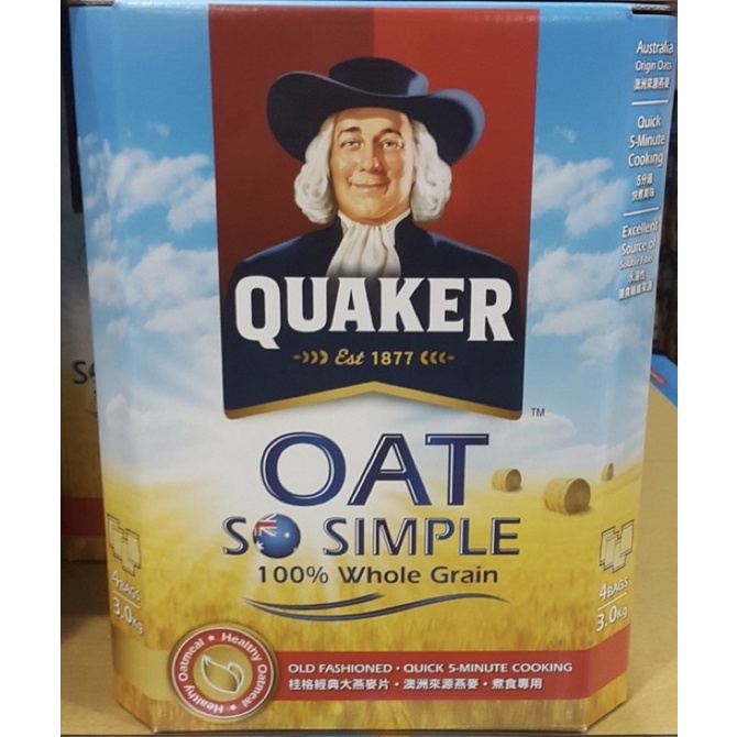 QUAKER 桂格經典大燕麥片 3公斤-吉兒好市多COSTCO代購