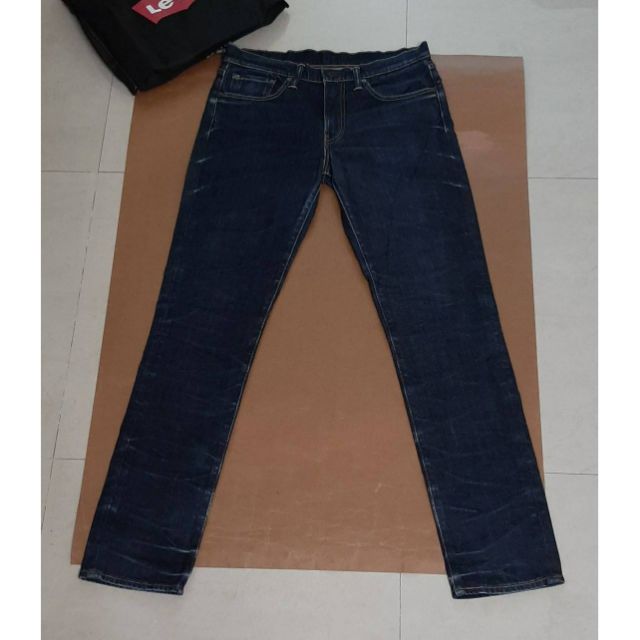 （客訂勿下標）（日本製）正品LEVIS511 男深藍貓爪紋上寬下窄彈性小直筒牛仔褲W32/L34