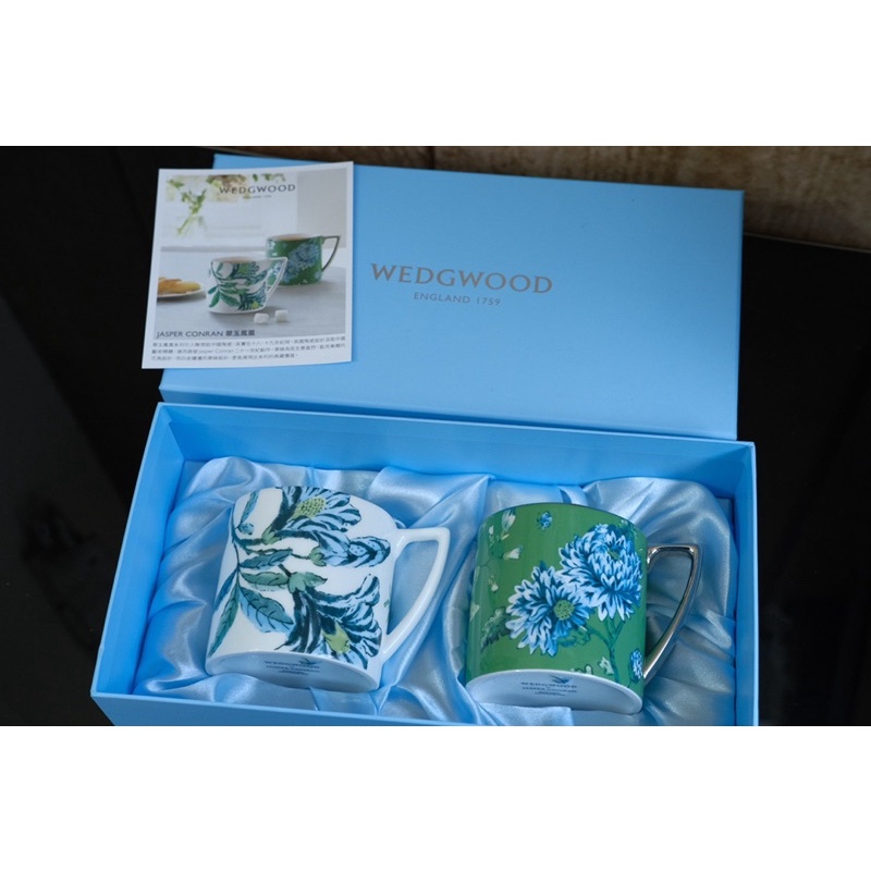 ［全新］專櫃WEDGWOOD 翠玉鳳凰綠小馬克杯290ml 兩入組、附提袋和外盒