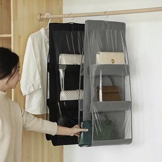 【Inbo-盈寳】包包收納掛袋懸掛式雙面透明六層置物袋卧室衣櫃收納包包防塵袋
