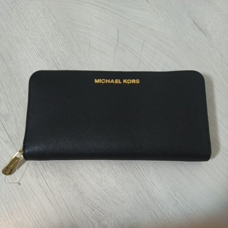 [MK] Michael Kors Jet Set Travel Wallet Leather/黑色長夾/錢包