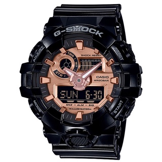 CASIO G-SHOCK GA-700MMC-1A 雙顯電子錶(黑X玫瑰金)