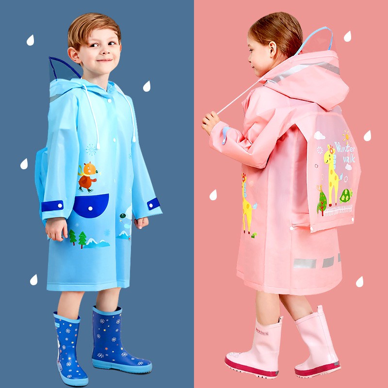 CoCo釦釦百貨鋪可愛卡通兒童雨衣 帶書包位雨衣 男女學生時尚雨衣 寶寶卡通恐龍雨衣