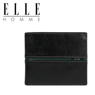 【ELLE HOMME】金屬LOGO系列-三卡中翻窗格真皮皮夾/短夾/零錢袋（207040）現貨➕預購