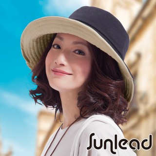 【Sunlead】雙面雙色可戴。可塑型折邊防曬寬緣寬圓頂遮陽帽 (黑色/淺褐)