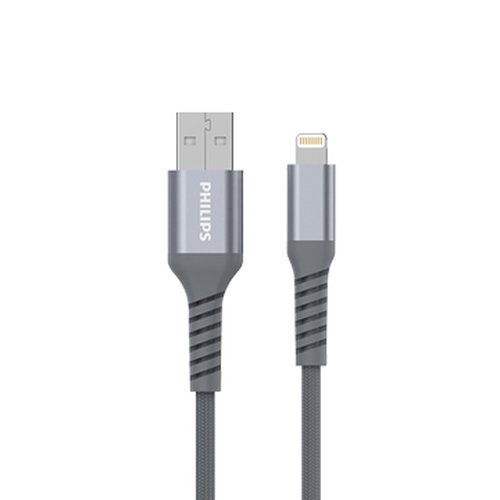 PHILIPS 飛利浦 USB to Lightning 傳輸充電線 2M Apple適用 MFI認證 尼龍編織
