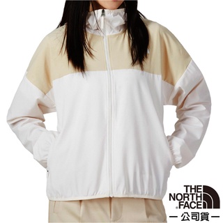 【美國 The North Face】女款 亞洲版型輕薄防潑水透氣抗UV機能運動連帽風衣外套/特價85折/米白_4UB4