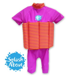 《Splash About 潑寶》 UV FloatSuit 兒童防曬浮力泳衣 - 桃紅 / 芒果橘條紋