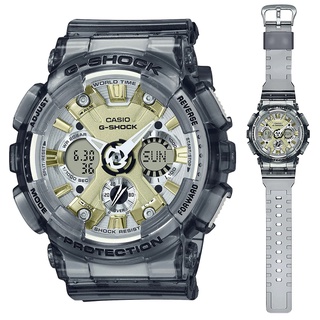 【CASIO 卡西歐】G-SHOCK 金屬光澤半透明時尚雙顯錶-灰(GMA-S120GS-8A)