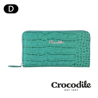 Crocodile 鱷魚皮件 真皮長夾 拉鍊包 手拿包 鱷魚壓紋款 15卡 1窗格 0116-14104