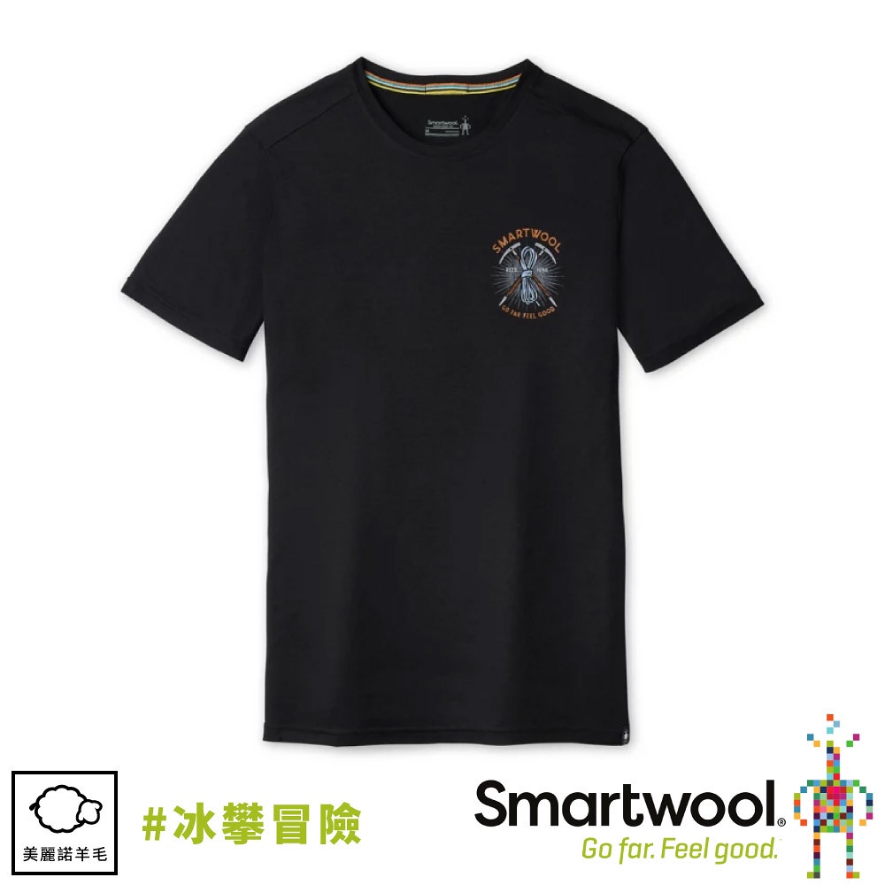 【SmartWool 美國 男 Merino Sport 150 塗鴉短袖T恤 《冰攀冒險/黑色》】SW011532