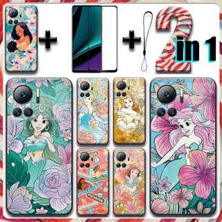 2 合 1 適用於 Infinix Note 12 VIP 手機殼帶鋼化玻璃陶瓷螢幕保護膜公主