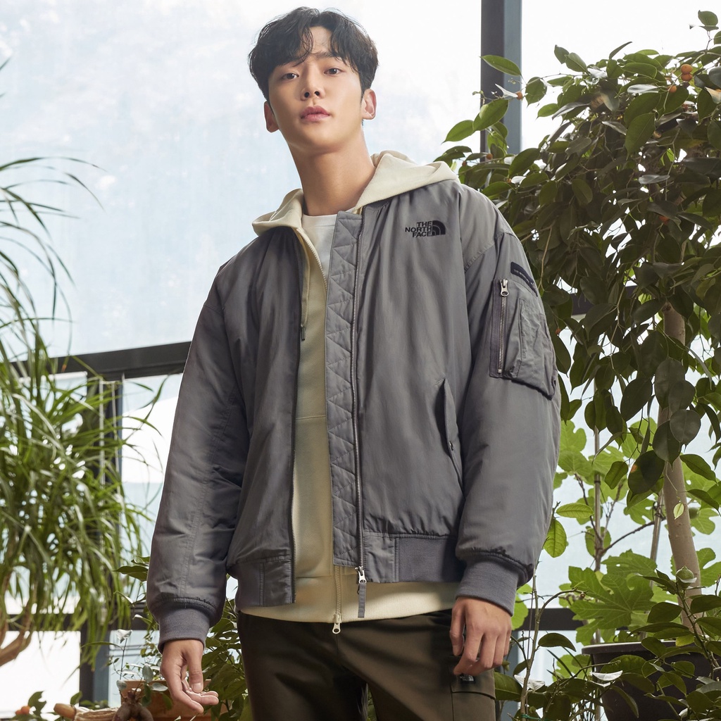 【吉米.tw】韓國代購 THE NORTH FACE PRAISE HEAT BOMBER 飛行外套 灰 OCT