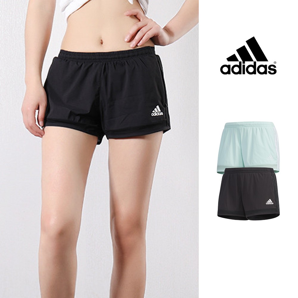 Adidas 黑/薄荷綠 短褲 女款 運動 慢跑 休閒 鬆緊 熱褲 Logo DY8665/DY8662